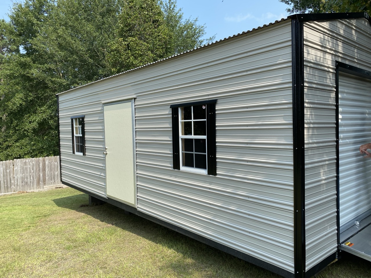 Gray aluminum shed