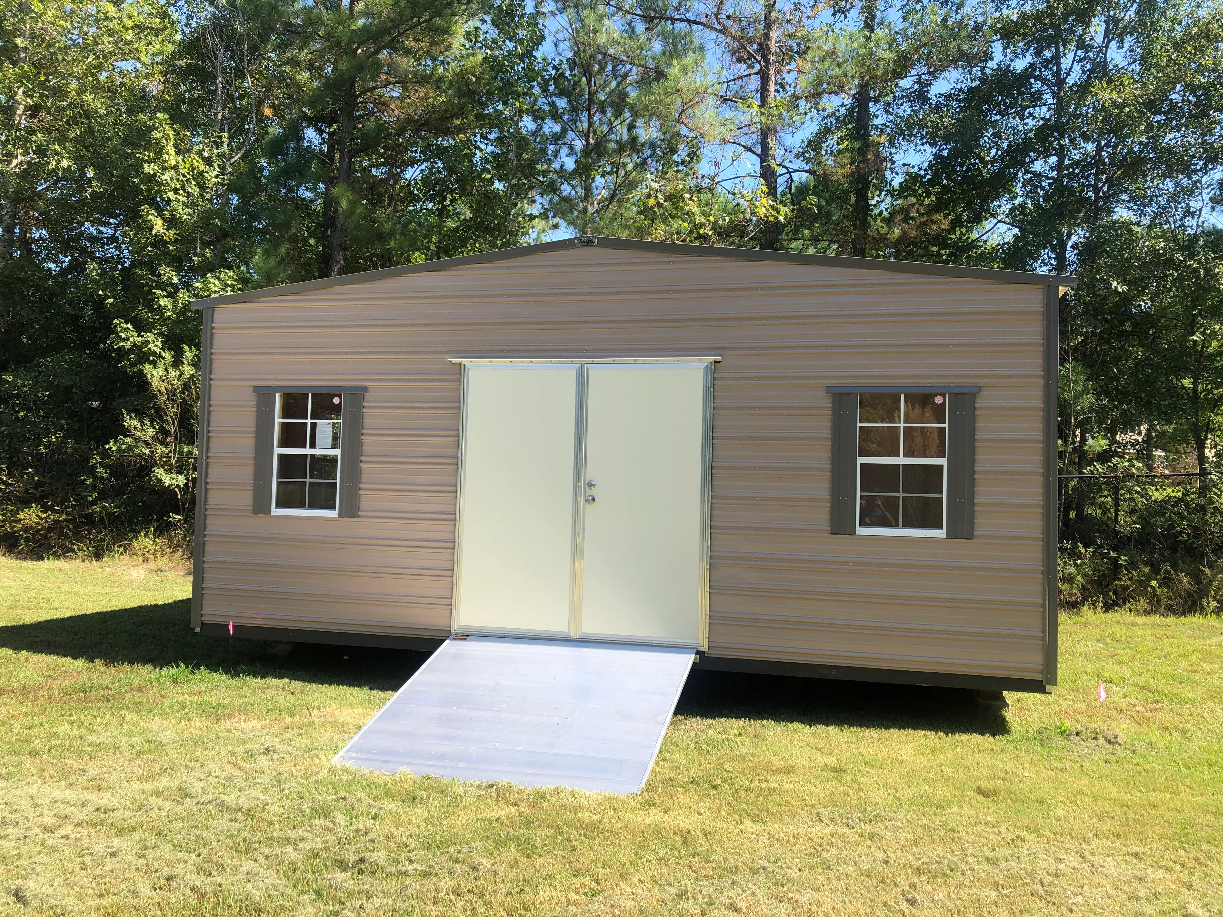 12x20 aluminum standard shed with double door and ramp