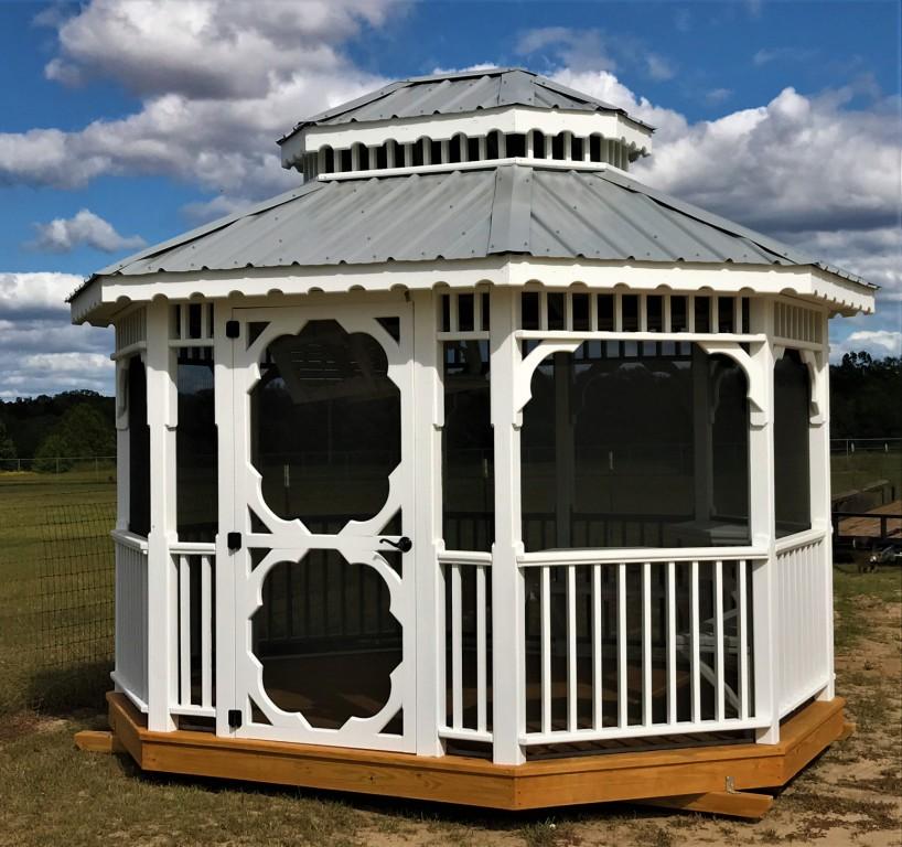 10x12 oval screened gazebo with painted double roof